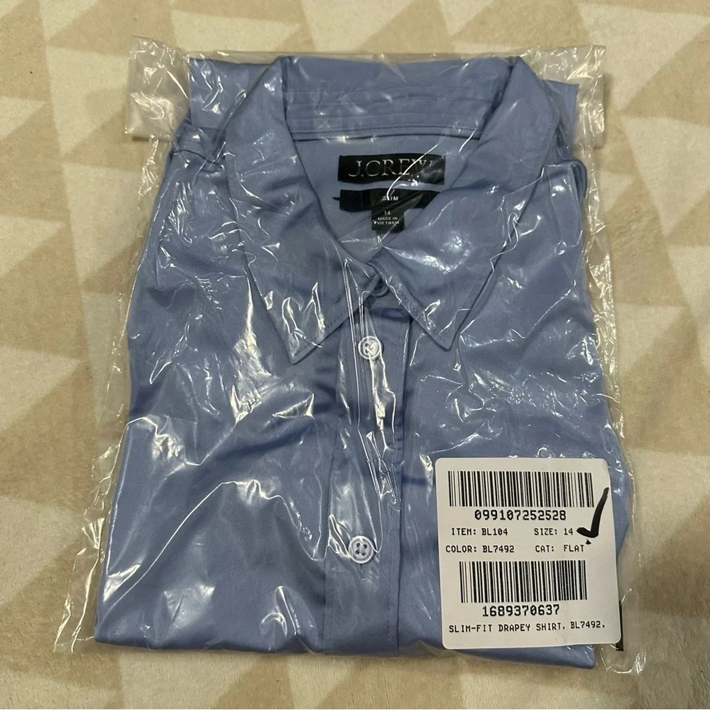 J crew Slim-fit drapey shirt in luster crepe watercolor blue